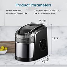 Load image into Gallery viewer, FREE VILLAGE Ice Maker Machine for Countertop, Portable Ice Cube Makers, Make 26 lbs ice in 24 hrs,Ice Cube Ready in 5-8 Mins with Ice Scoop and Basket for Home/Office/Bar
