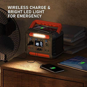 PROGENY 300W Portable Power Station, 299Wh Backup Battery with AC Outlet, Regulated DC 12V, USB-C and Wireless Charging Solar Generators for Camping CPAP Emergency Home Outdoor RV Van
