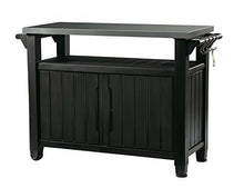 Load image into Gallery viewer, Keter Unity XL Portable Outdoor Table and Storage Cabinet with Hooks for Grill Accessories-Stainless Steel Top for Patio Kitchen Island or Bar Cart, Dark Grey
