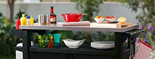 Load image into Gallery viewer, Keter Unity XL Portable Outdoor Table and Storage Cabinet with Hooks for Grill Accessories-Stainless Steel Top for Patio Kitchen Island or Bar Cart, Dark Grey

