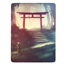 Load image into Gallery viewer, Custonaly 4 Pcs Duvet Cover Set Japanese Shrine Forest Path Print All Season Bed Comforter Set Duvet Case Flat Sheet Pillowcase Dorm White Cal King
