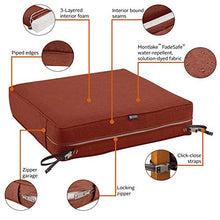 Load image into Gallery viewer, Classic Accessories Montlake Water-Resistant 21 x 21 x 5 Inch Square Outdoor Seat Cushion, Patio Furniture Chair Cushion, Heather Henna Red
