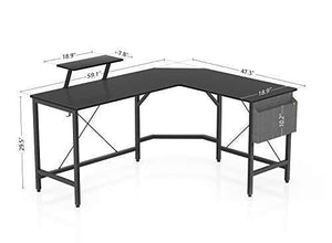 Cubiker Modern L-Shaped Computer Office Desk, Corner Gaming Desk with Monitor Stand, Home Office Study Writing Table Workstation for Small Spaces