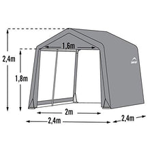 Load image into Gallery viewer, ShelterLogic 6&#39; x 6&#39; Shed-in-a-Box All Season Steel Metal Peak Roof Outdoor Storage Shed with Waterproof Cover and Heavy Duty Reusable Auger Anchors, Grey
