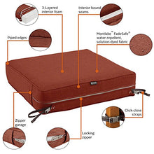 Load image into Gallery viewer, Classic Accessories Montlake Water-Resistant 21 x 21 x 5 Inch Square Outdoor Seat Cushion, Patio Furniture Chair Cushion, Heather Henna Red
