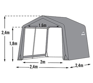 ShelterLogic 6' x 6' Shed-in-a-Box All Season Steel Metal Peak Roof Outdoor Storage Shed with Waterproof Cover and Heavy Duty Reusable Auger Anchors, Grey