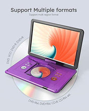 Load image into Gallery viewer, 17.5&quot; Portable DVD Player with 15.6&quot; Large HD Screen, 6 Hours Rechargeable Battery, Support USB/SD Card/Sync TV and Multiple Disc Formats, High Volume Speaker, Purple
