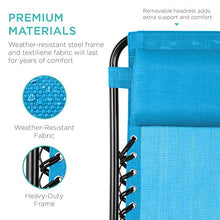 Load image into Gallery viewer, Best Choice Products Set of 2 Adjustable Steel Mesh Zero Gravity Lounge Chair Recliners w/Pillows and Cup Holder Trays, Light Blue
