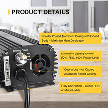Load image into Gallery viewer, iPower GLBLST1000D Horticulture 1000 Watt Digital Dimmable Electronic Ballast for Hydroponics HPS MH Grow Light, 1000W
