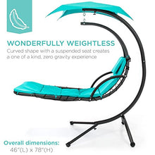 Load image into Gallery viewer, Best Choice Products Outdoor Hanging Curved Steel Chaise Lounge Chair Swing w/Built-in Pillow and Removable Canopy, Teal
