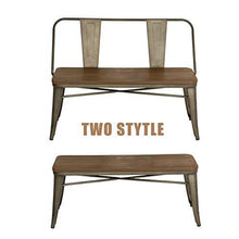 Load image into Gallery viewer, Erommy Metal Bench Industrial Mid-Century 2 Person Chair with Wood Seat,Dining Bench with Floor Protector
