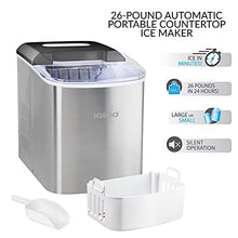 Load image into Gallery viewer, Igloo ICEB26SS Automatic Portable Electric Countertop Ice Maker Machine, 26 Pounds in 24 Hours, 9 Ice Cubes Ready in 7 minutes, With Ice Scoop and Basket, Perfect for Water Bottles, Stainless Steel
