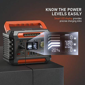 PROGENY 300W Portable Power Station, 299Wh Backup Battery with AC Outlet, Regulated DC 12V, USB-C and Wireless Charging Solar Generators for Camping CPAP Emergency Home Outdoor RV Van