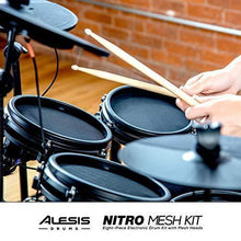 Load image into Gallery viewer, Alesis Drums Nitro Mesh Kit - Eight Piece All Mesh Electronic Drum Kit With Super Solid Aluminum Rack, 385 Sounds, 60 Play Along Tracks, Connection Cables, Drum Sticks &amp; Drum Key Included
