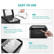Load image into Gallery viewer, CROWNFUL Ice Maker Countertop Machine, 9 Ice Cubes Ready in 8 Minutes, 26lbs Bullet Ice Cubes in 24H, Electric Ice Maker with Scoop and Basket - Black
