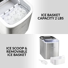Load image into Gallery viewer, Igloo ICEB26SS Automatic Portable Electric Countertop Ice Maker Machine, 26 Pounds in 24 Hours, 9 Ice Cubes Ready in 7 minutes, With Ice Scoop and Basket, Perfect for Water Bottles, Stainless Steel
