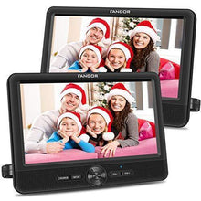 Load image into Gallery viewer, FANGOR 10’’ Dual Car DVD Player Portable Headrest CD Players with 2 Mounting Brackets, 5 Hours Rechargeable Battery, Last Memory, Free Regions, USB/SD Card Reader, AV Out&amp;in ( 1 Player + 1 Screen )
