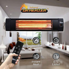 Load image into Gallery viewer, Dr. Infrared Heater 1500W carbon infrared heater indoor outdoor patio garage wall or ceiling Mount with remote, black
