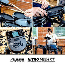 Load image into Gallery viewer, Alesis Drums Nitro Mesh Kit - Eight Piece All Mesh Electronic Drum Kit With Super Solid Aluminum Rack, 385 Sounds, 60 Play Along Tracks, Connection Cables, Drum Sticks &amp; Drum Key Included
