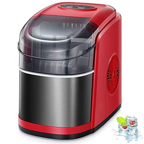 Kismile Countertop Ice Maker Machine,26Lbs/24H Compact Automatic Ice Makers,9 Cubes Ready in 6-8 Minutes,Portable Ice Cube Maker with self-Cleaning Program (Black and Red)