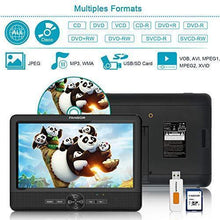 Load image into Gallery viewer, FANGOR 10’’ Dual Car DVD Player Portable Headrest CD Players with 2 Mounting Brackets, 5 Hours Rechargeable Battery, Last Memory, Free Regions, USB/SD Card Reader, AV Out&amp;in ( 1 Player + 1 Screen )
