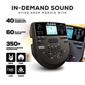 Alesis Drums Nitro Mesh Kit - Eight Piece All Mesh Electronic Drum Kit With Super Solid Aluminum Rack, 385 Sounds, 60 Play Along Tracks, Connection Cables, Drum Sticks & Drum Key Included