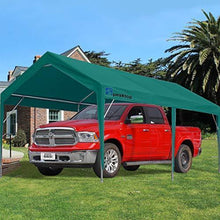 Load image into Gallery viewer, Peaktop Outdoor 10 x 20 ft Upgraded Heavy Duty Carport Car Canopy Portable Garage Tent Boat Shelter with Reinforced Triangular Beams and 4 Weight Bags,Green
