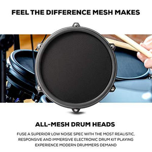 Alesis Drums Nitro Mesh Kit - Eight Piece All Mesh Electronic Drum Kit With Super Solid Aluminum Rack, 385 Sounds, 60 Play Along Tracks, Connection Cables, Drum Sticks & Drum Key Included