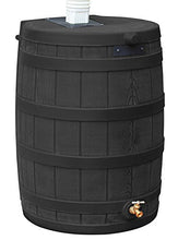 Load image into Gallery viewer, Good Ideas Rain Wizard 50 Gallon Plastic Outdoor Home Rain Barrel Water Storage Collector with Brass Spigot and Flat Back Design, Black
