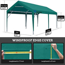 Load image into Gallery viewer, Peaktop Outdoor 10 x 20 ft Upgraded Heavy Duty Carport Car Canopy Portable Garage Tent Boat Shelter with Reinforced Triangular Beams and 4 Weight Bags,Green
