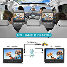 Load image into Gallery viewer, FANGOR 10’’ Dual Car DVD Player Portable Headrest CD Players with 2 Mounting Brackets, 5 Hours Rechargeable Battery, Last Memory, Free Regions, USB/SD Card Reader, AV Out&amp;in ( 1 Player + 1 Screen )
