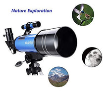 Load image into Gallery viewer, MaxUSee 70mm Refractor Telescope with Tripod &amp; Finder Scope for Kids &amp; Astronomy Beginners, Portable Telescope with 4 Magnification eyepieces &amp; Phone Adapter
