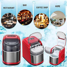 Load image into Gallery viewer, Kismile Countertop Ice Maker Machine,26Lbs/24H Compact Automatic Ice Makers,9 Cubes Ready in 6-8 Minutes,Portable Ice Cube Maker with self-Cleaning Program (Black and Red)
