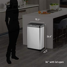 Load image into Gallery viewer, EKO Mirage-T 50 Liter / 13.2 Gallon Touchless Rectangular Motion Sensor Trash Can, Brushed Stainless Steel Finish
