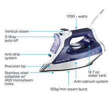 Load image into Gallery viewer, Rowenta DW8080 Professional Micro Steam Iron Stainless Steel Soleplate with Auto-Off, 1700-Watt, 400-Hole, Blue
