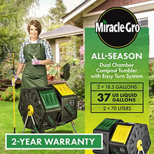 Load image into Gallery viewer, Dual Chamber Compost Tumbler – Easy-Turn, Fast-Working System – All-Season, Heavy-Duty, High Volume Composter with 2 Sliding Doors - (2 – 18.5gallon /70 Liter)
