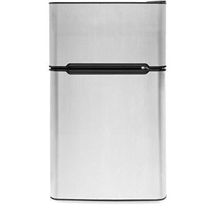 3.2 Cu. Ft. Stainless Steel Double Doors Compact Mini Refrigerator Internal Freezer Compartment Cooler Fridge Perfect For Home Kitchen Hotel Office Dorm Wet Bars Adjustable Temperature Mechanism