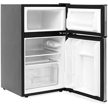 Load image into Gallery viewer, 3.2 Cu. Ft. Stainless Steel Double Doors Compact Mini Refrigerator Internal Freezer Compartment Cooler Fridge Perfect For Home Kitchen Hotel Office Dorm Wet Bars Adjustable Temperature Mechanism

