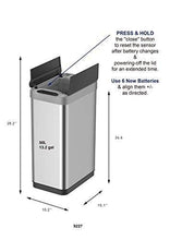 Load image into Gallery viewer, EKO Phantom-T 50 Liter / 13.2 Gallon Vertical Motion Sensor Trash Can, Brushed Stainless Steel Finish
