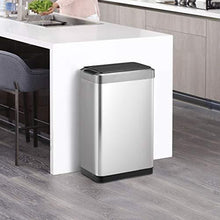 Load image into Gallery viewer, EKO Phantom-T 50 Liter / 13.2 Gallon Vertical Motion Sensor Trash Can, Brushed Stainless Steel Finish
