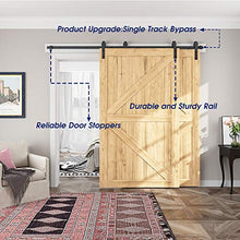 Load image into Gallery viewer, SMARTSMITH 8ft Bypass Barn Door Hardware Kit, Upgraded Bypass Sliding Door Hardware Track for Double Wooden Doors, J Shape Hanger Sliding Door Hardware Kit, Easy Install
