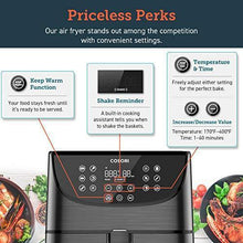 Load image into Gallery viewer, COSORI Smart WiFi Air Fryer 5.8QT(100 Recipes), Digital Touchscreen with 11 Cooking Presets for Air Frying, Roasting &amp; Keep Warm ,Preheat &amp; Shake Remind, Works with Alexa &amp; Google Assistant,1700W
